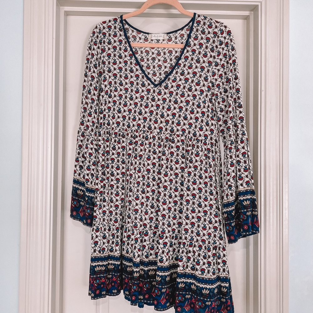 Altar’d State - long sleeve patterned mini dress